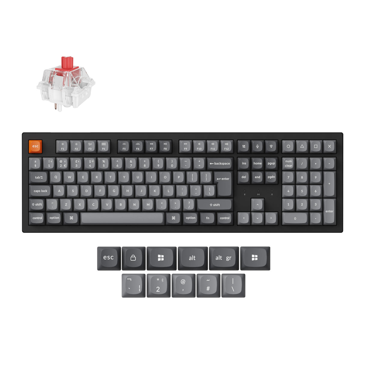 Keychron K10 Max QMK Wireless Custom Mechanical Keyboard RGB Backlight 100percent Layout Fully Assembled Hot Swappable Keychron Super Red ISO UK Layout