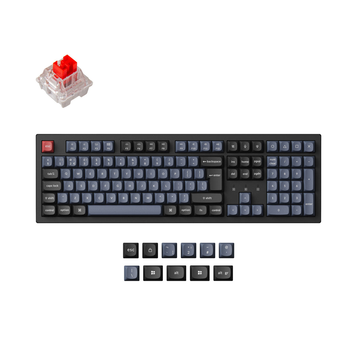 Keychron K10 Pro QMK VIA custom mechanical keyboard 100 percent layout PBT Keycaps hot-swappable Keychron K Pro switch red ISO UK layout