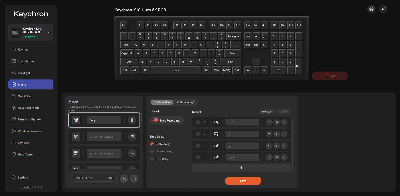 Criação de macros no Keychron Launcher