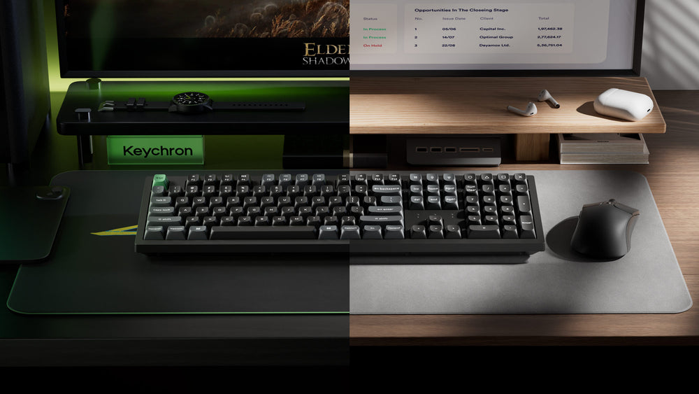 Keychron K10 Ultra 8K full-size em uso na mesa