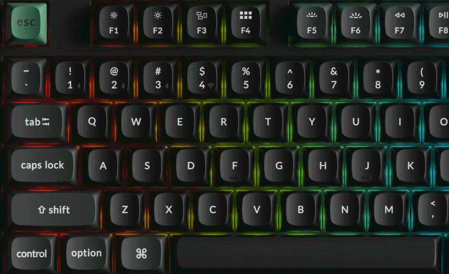 Demonstração do efeito Per-key RGB