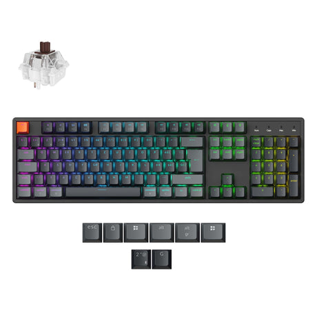 Keychron K10 QMK Wireless Mechanical Keyboard ISO-Swiss Aluminum Brown Switch