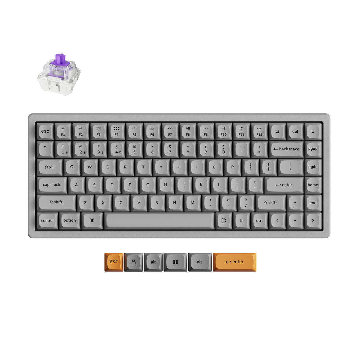 K HE Series Keychron K2 HE Wireless Magnetic Switch Custom Keyboard - Concrete Edition - Concrete Edition / Gateron Double-Rail Magnetic Nebula Switch