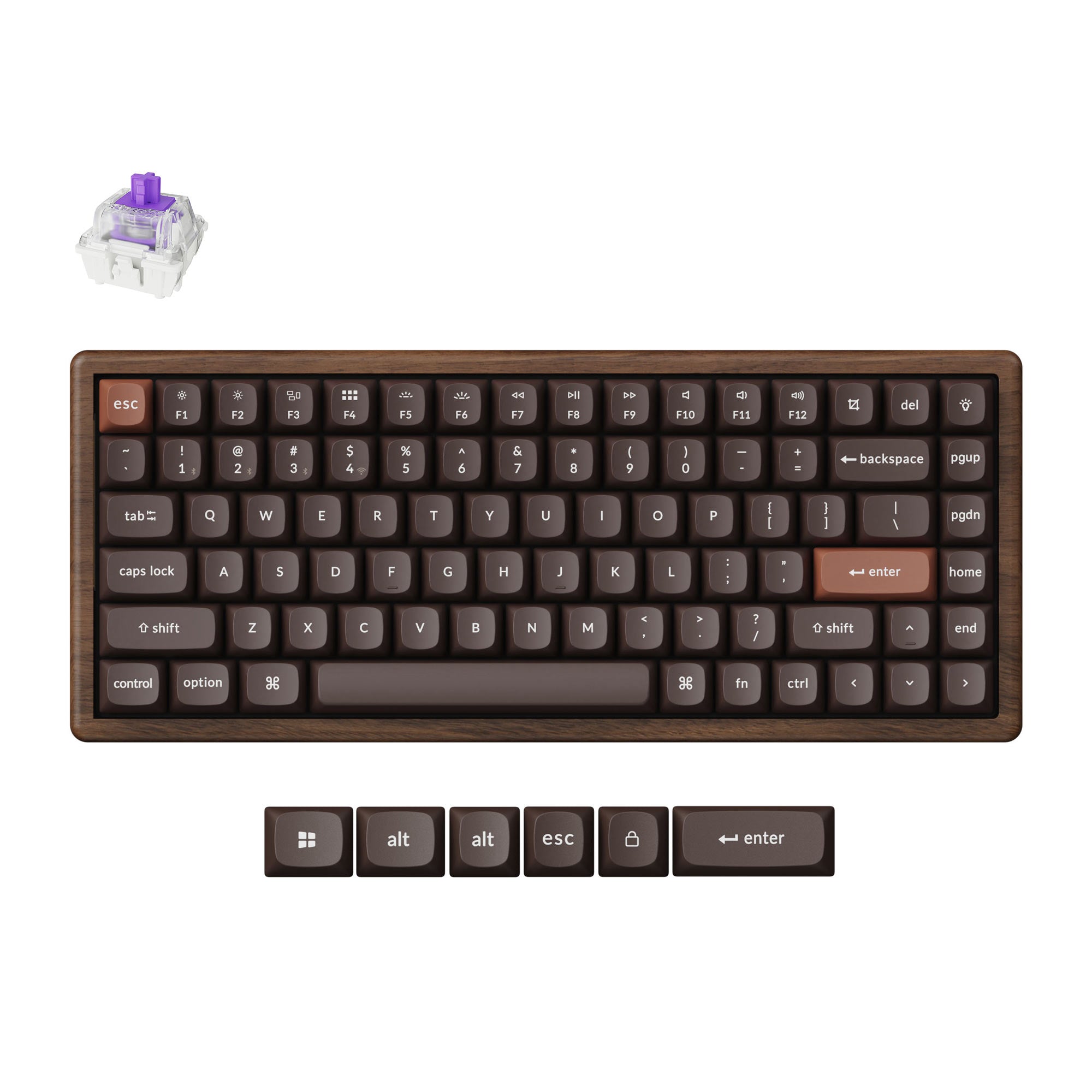 Keychron K2 HE Wireless Magnetic Switch Custom Keyboard - All-Wood Special Edition keyboard image