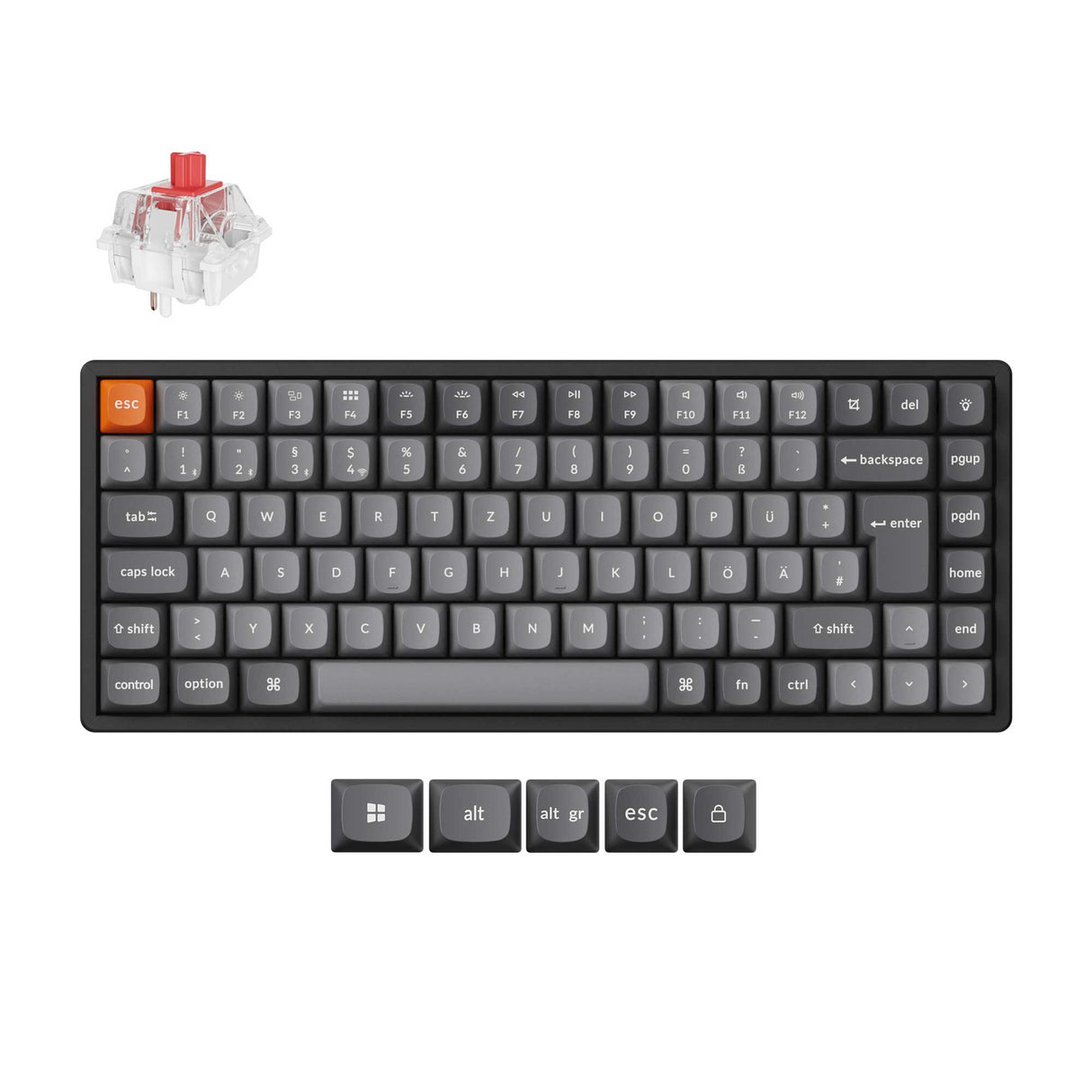 Keychron K2 Max QMK Wireless Custom Mechanical Keyboard 75% Layout Fully Assembled for Mac Windows Linux Keychron Super Red ISO German Layout