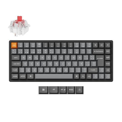 Keychron K2 Max QMK Wireless Custom Mechanical Keyboard 75% Layout Fully Assembled for Mac Windows Linux Keychron Super Red ISO Spain Layout