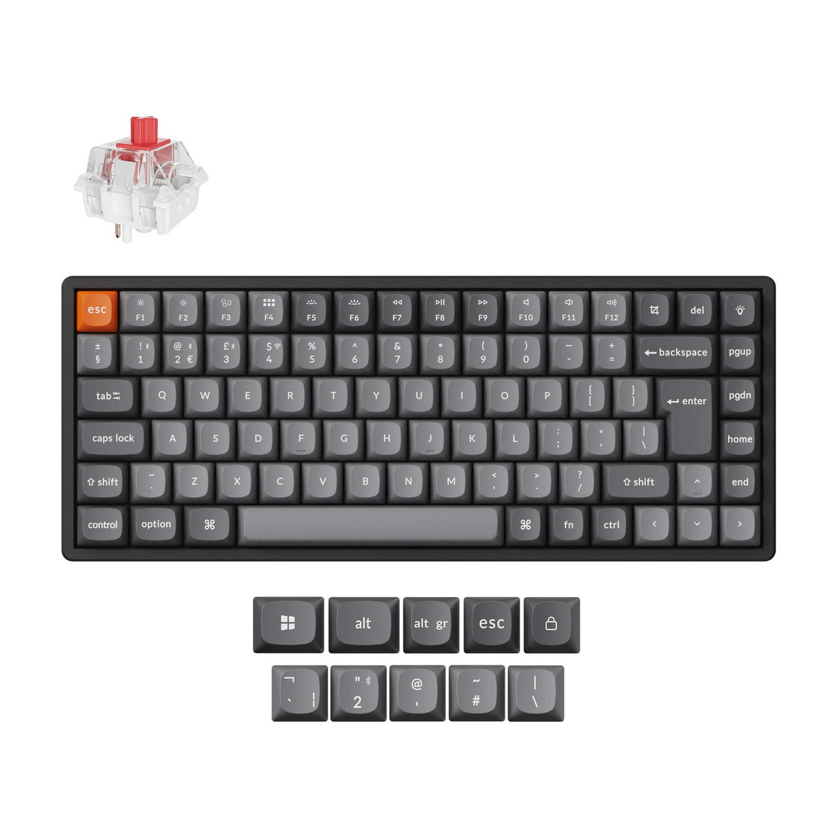 Keychron K2 Max QMK Wireless Custom Mechanical Keyboard 75% Layout Fully Assembled for Mac Windows Linux Keychron Super Red ISO UK Layout
