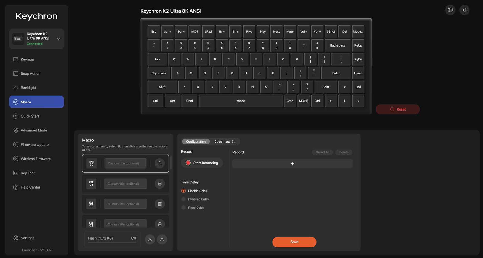 Criação de macros no Keychron Launcher