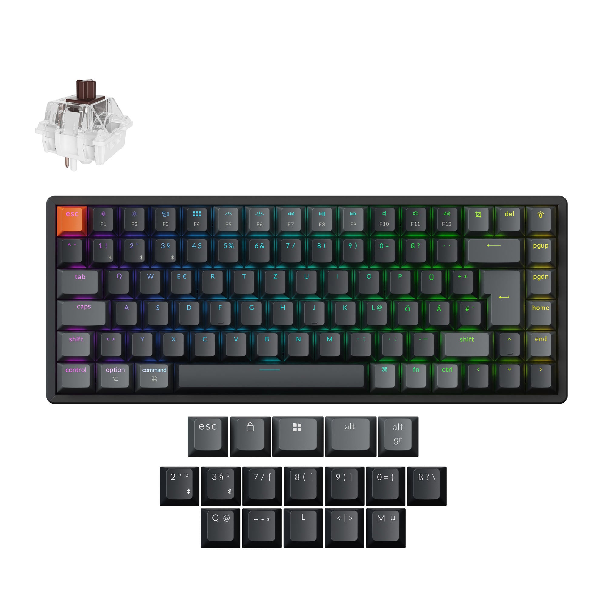 Keychron K2 QMK Wireless Mechanical Keyboard (ISO Layout) - Version 3 keyboard image