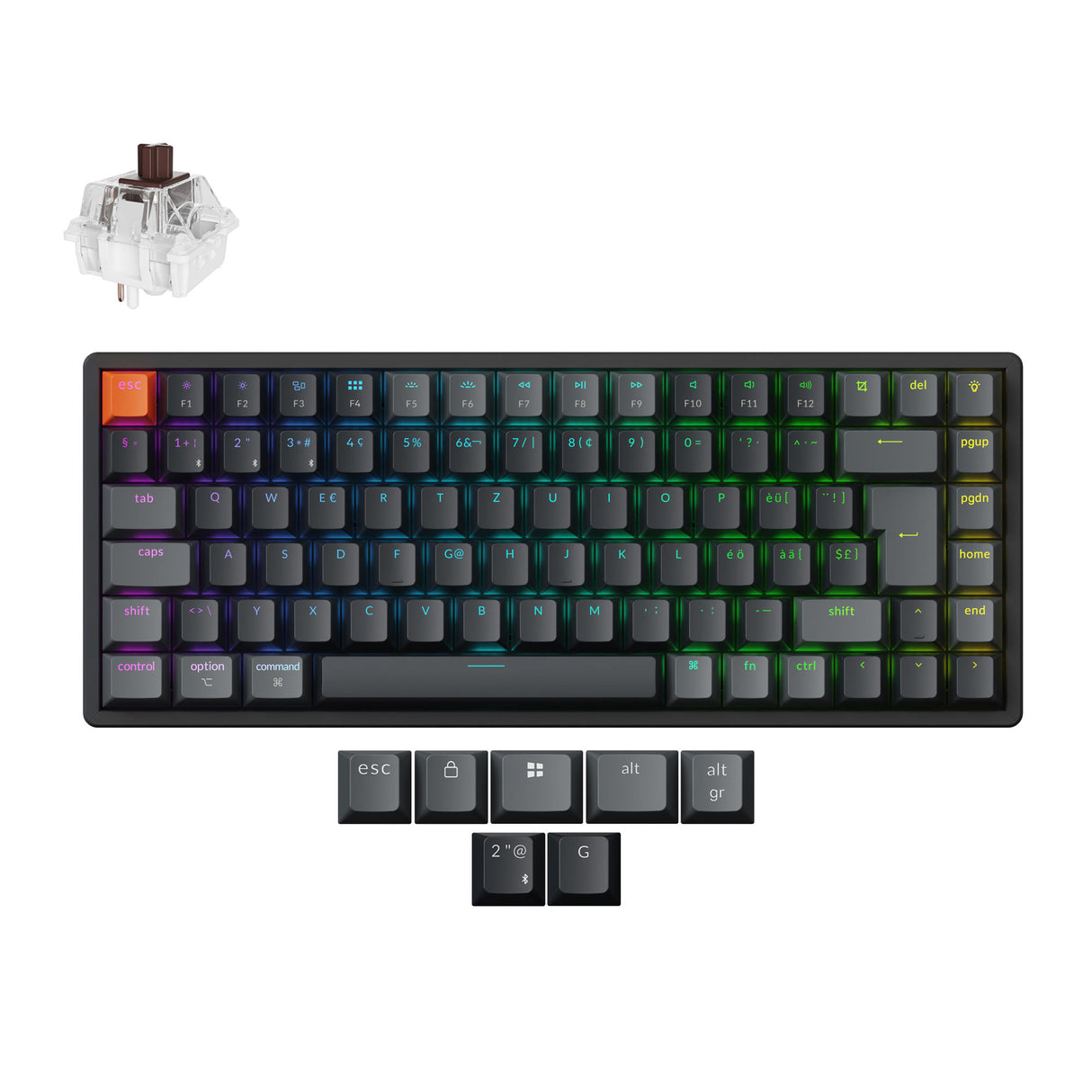 Keychron K2 Version 3 QMK Wireless Keyboard ISO Swiss Aluminum Brown Switch