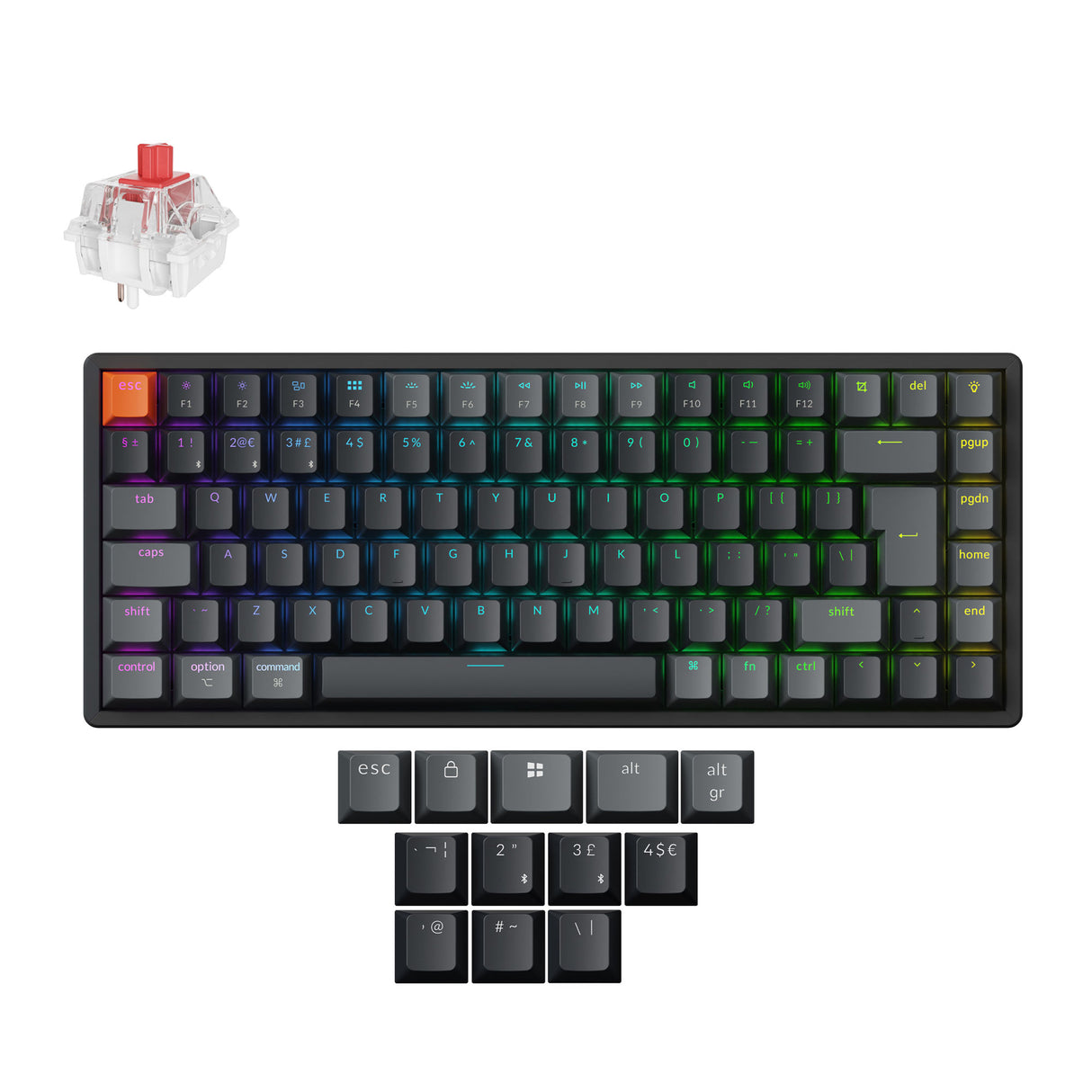 Keychron K2 Version 3 QMK Wireless Keyboard ISO UK Aluminum Red Switch
