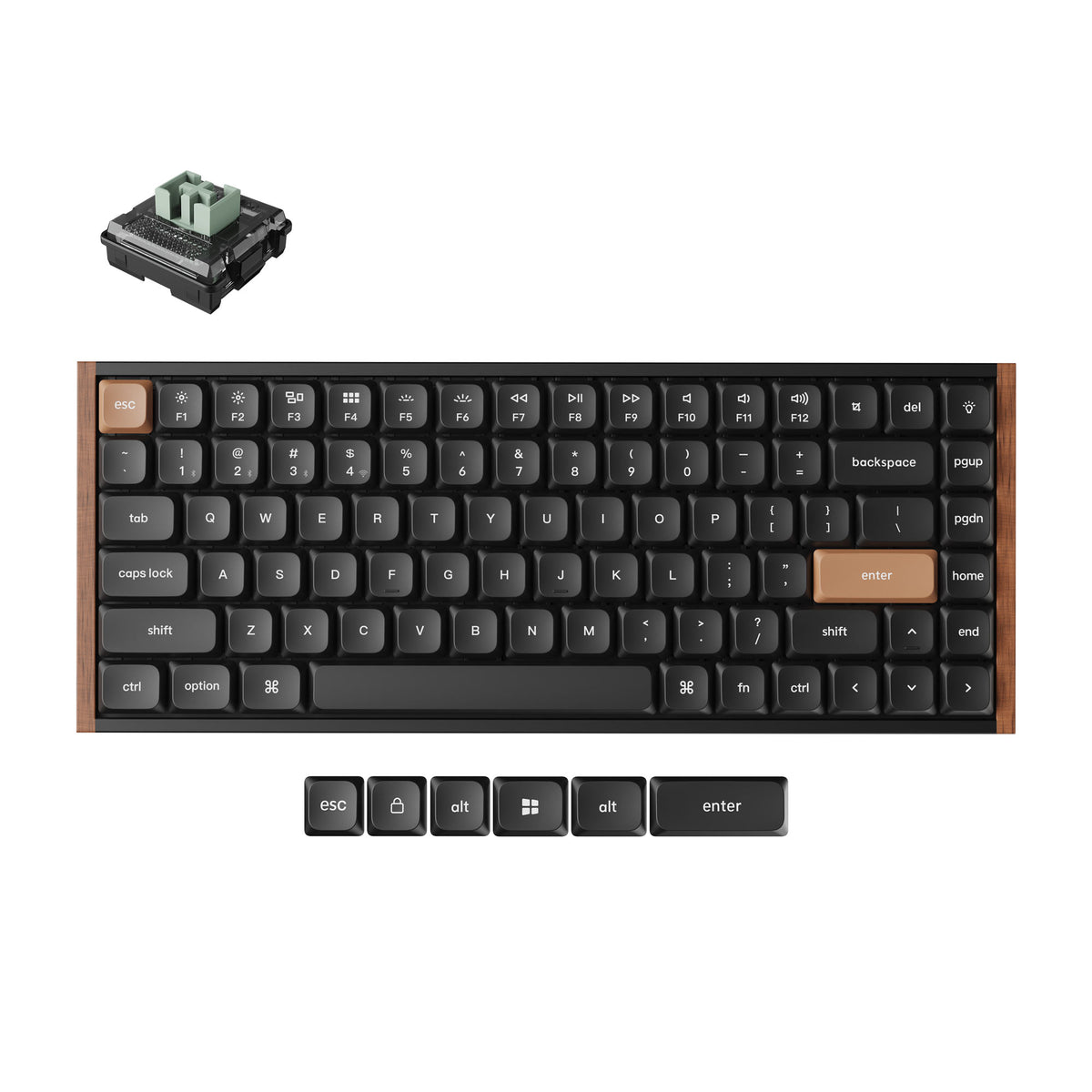 K HE Series Keychron K3 HE Wireless Magnetic Switch Custom Keyboard - Fully Assembled / Black / Keychron Ultra-Fast Lime Low-Profile Magnetic Switch