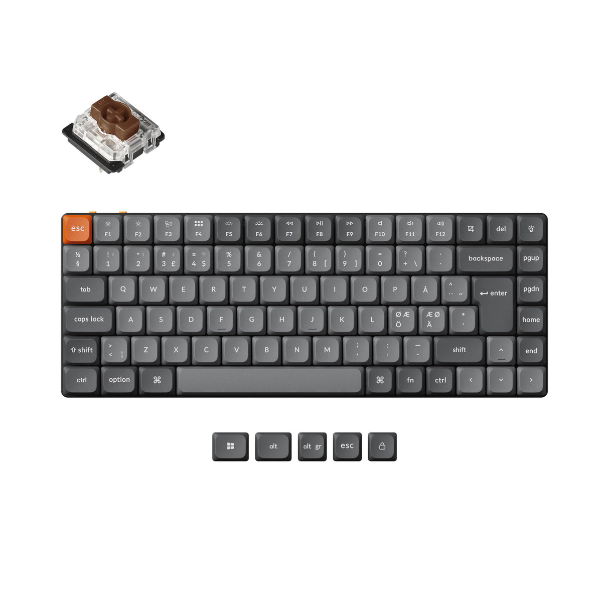 Keychron K3 Max QMK VIA ultra slim custom mechanical keyboard 75 percent layout PBT Keycaps hot-swappable Gateron low profile switch brown ISO Nordic layout