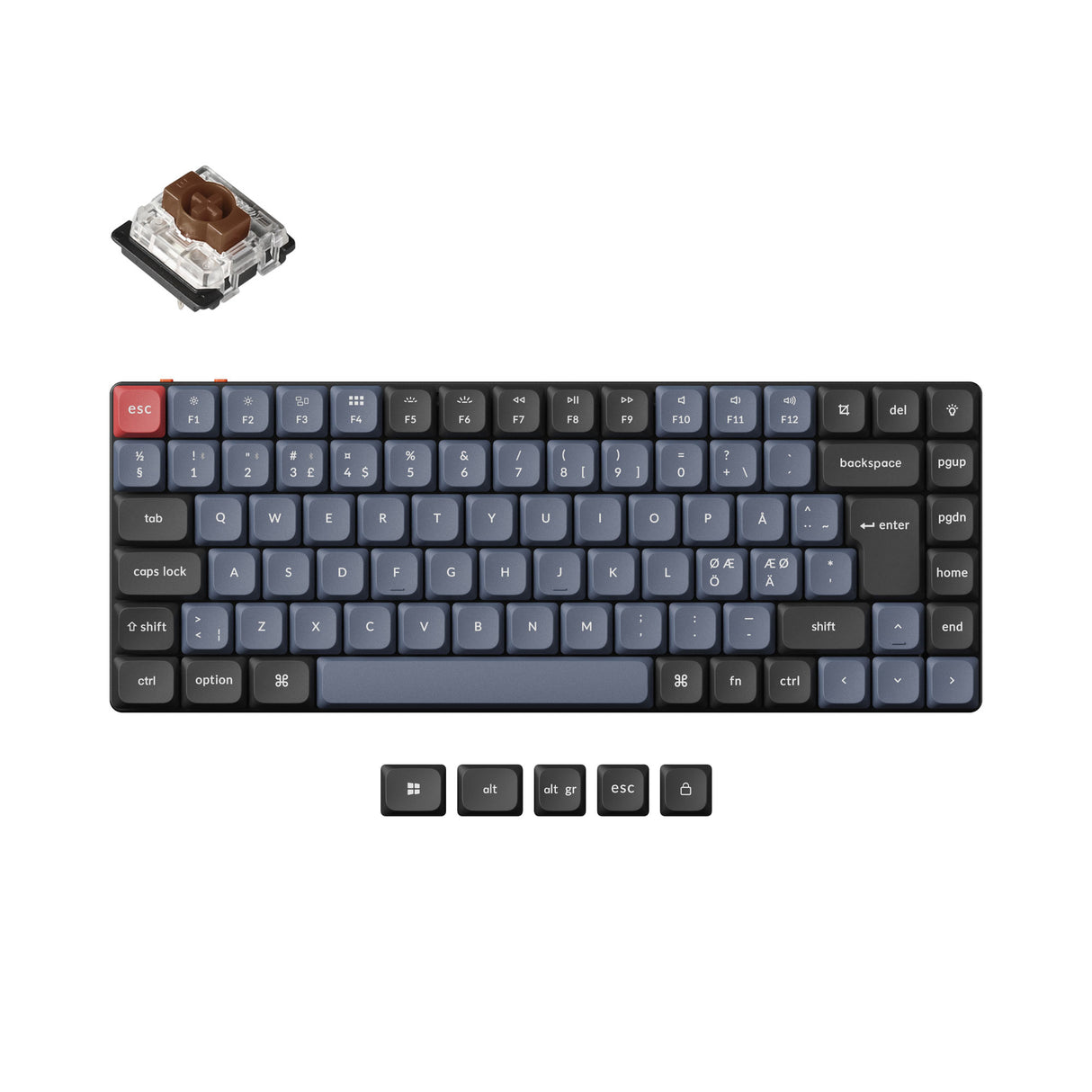 Keychron K3 Pro QMK VIA low profile custom mechanical keyboard 75 percent layout PBT Keycaps hot-swappable Gateron low profile switch brown ISO Nordic layout