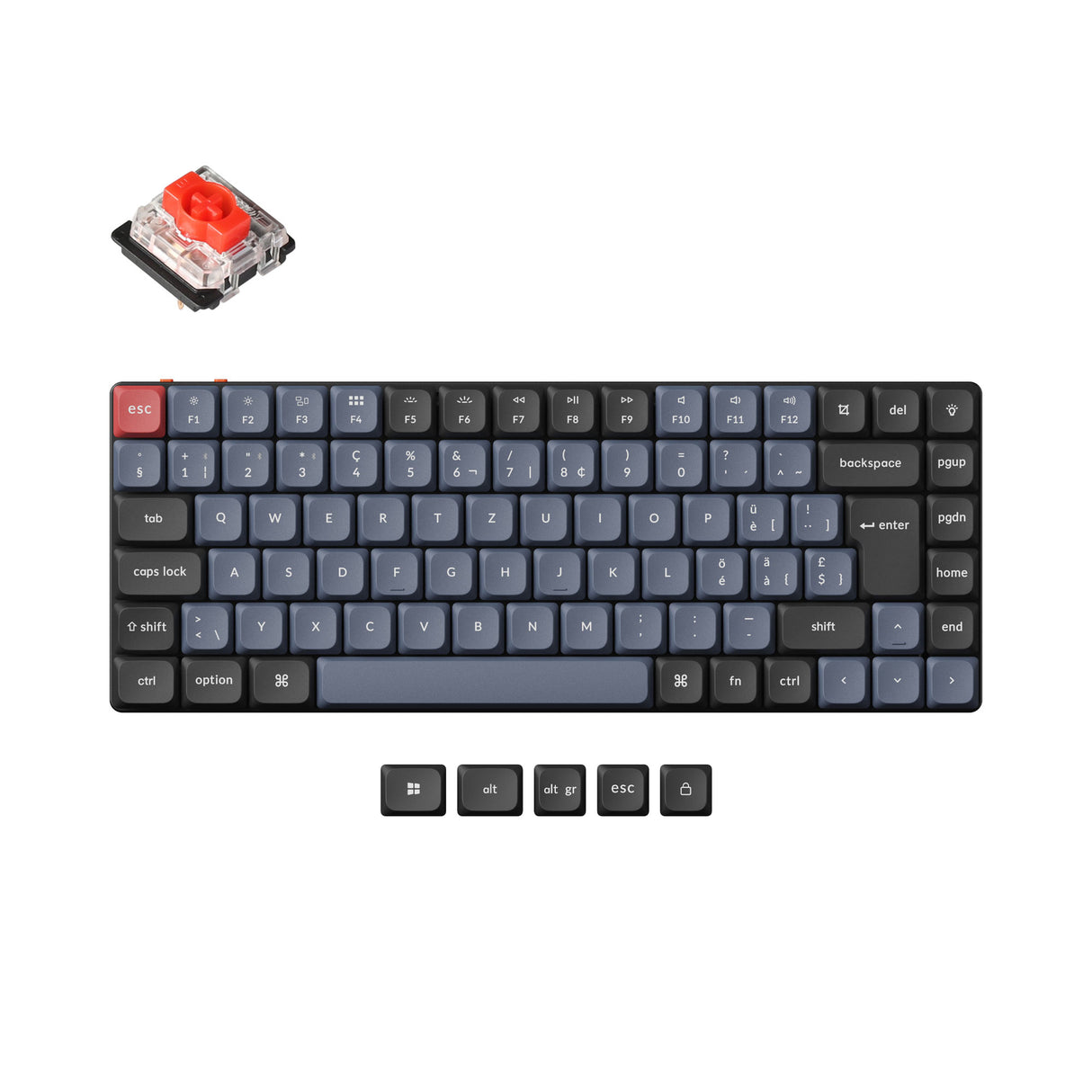 Keychron K3 Pro QMK VIA low profile custom mechanical keyboard 75 percent layout PBT Keycaps hot-swappable Gateron low profile switch red ISO Swiss layout