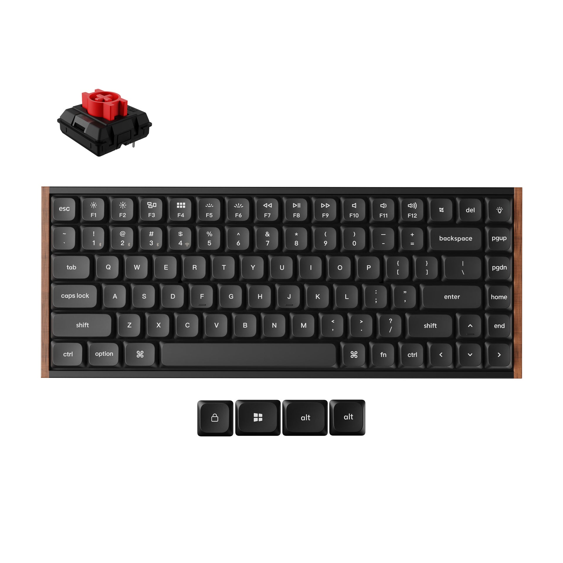 K Ultra series Keychron K3 Ultra 8K Wireless Custom Mechanical Keyboard - Fully Assembled / Black / Keychron Milk POM Red