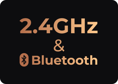 Gráfico 2.4GHz e Bluetooth em dourado