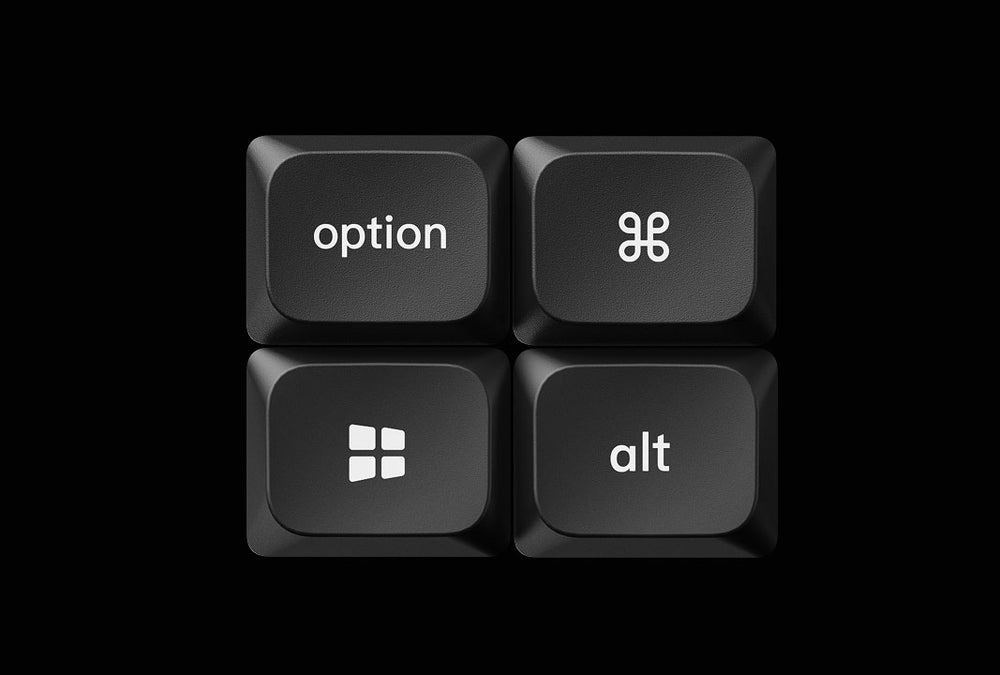 Keycaps para macOS e Windows inclusas