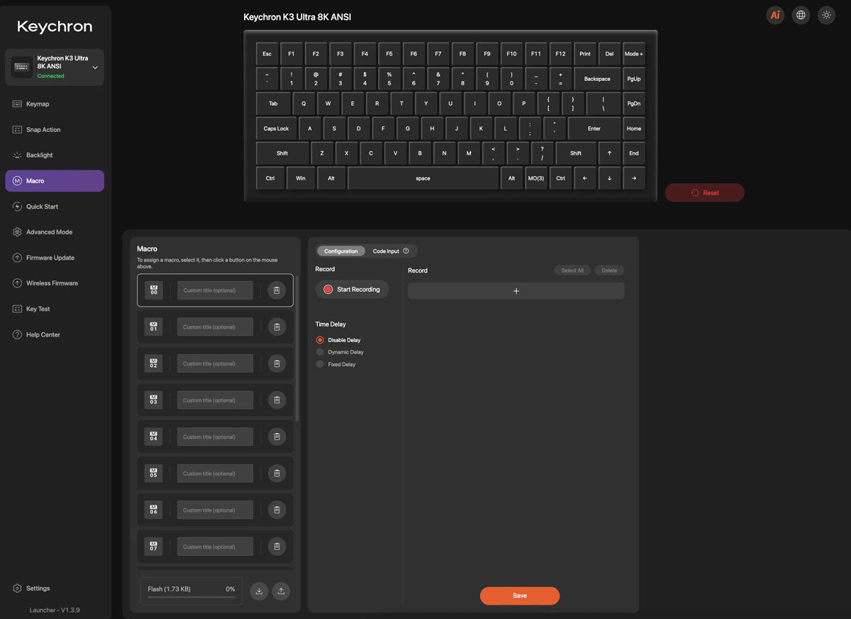 Criação de macros no Keychron Launcher