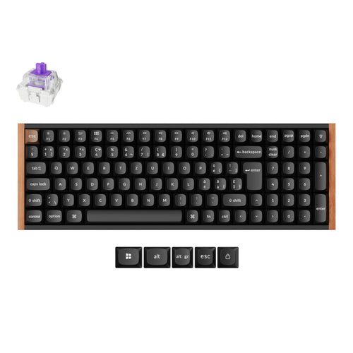 Keychron K4 HE 96 Percent Layout Wireless Magnetic Switch Custom Keyboard Special Edition Wooden Black RGB Backlight Double-Shot PBT Keycaps ISO-Swiss
