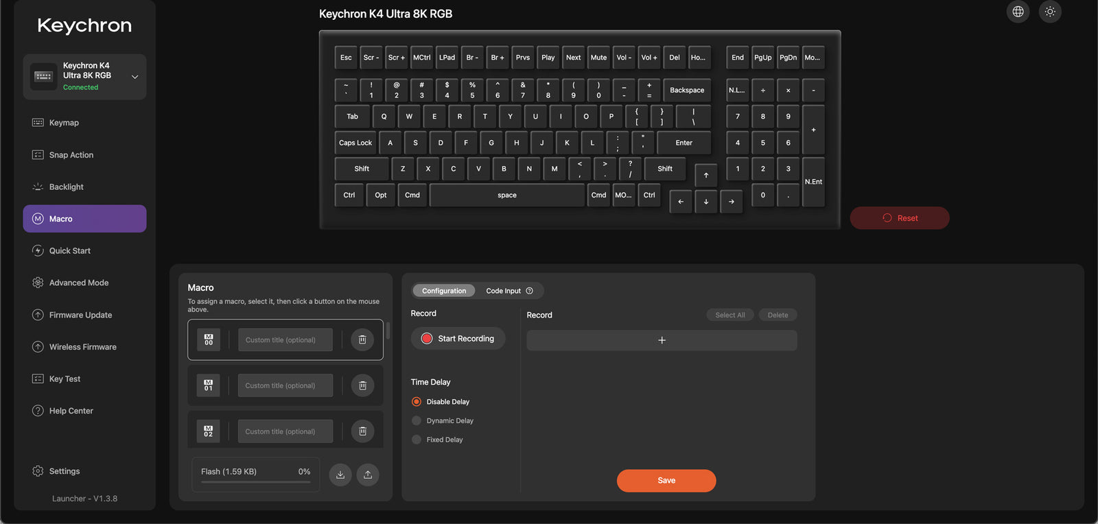 Criação de macros no Keychron Launcher