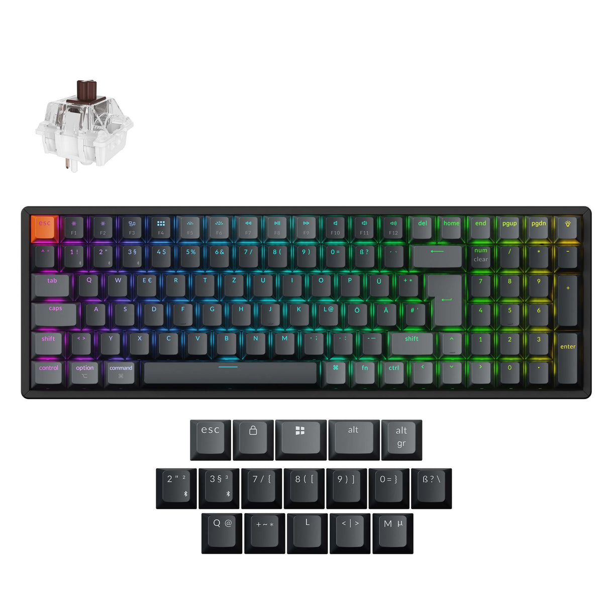 Keychron K4 QMK Wireless Mechanical Keyboard ISO-DE Aluminum Brown Switch