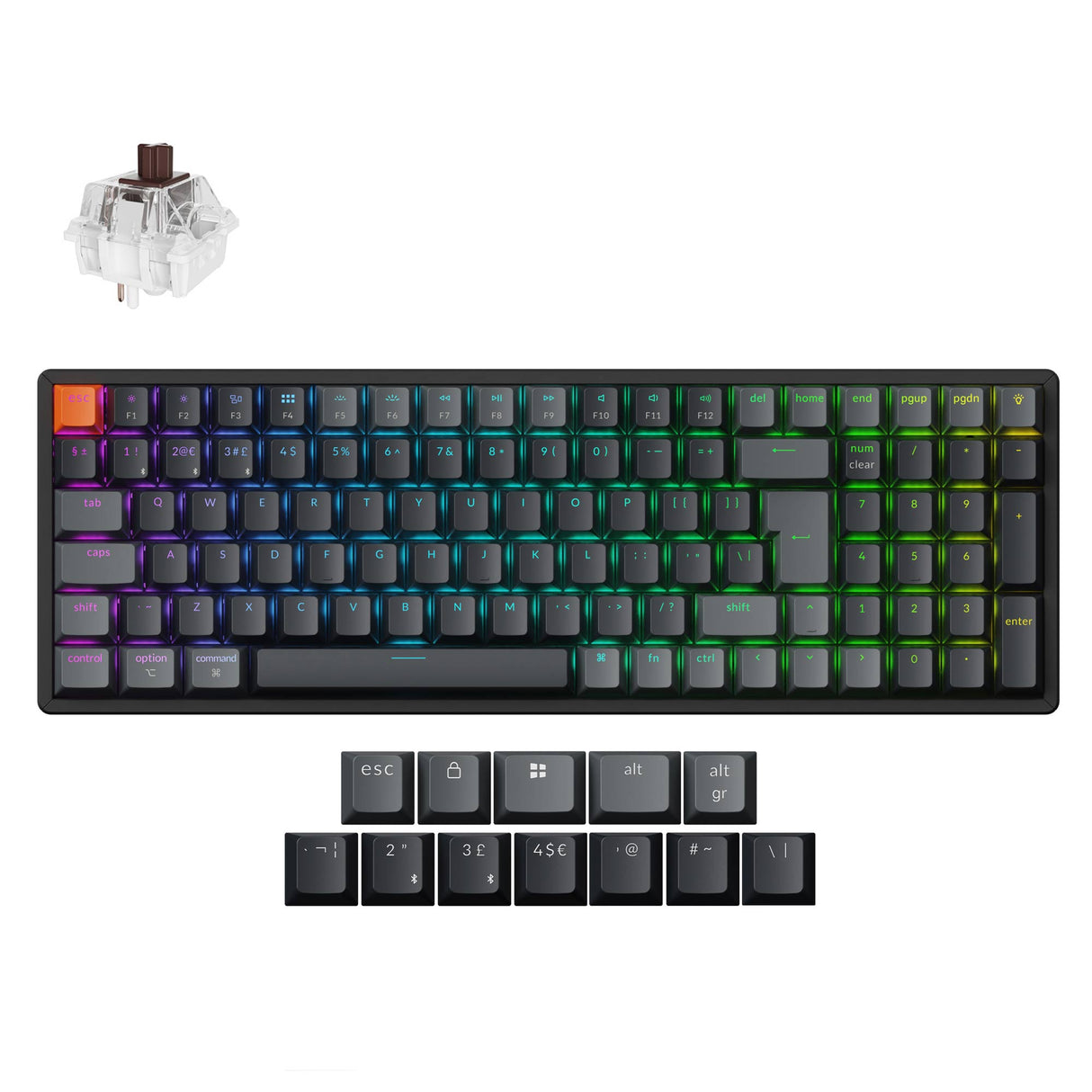Keychron K4 QMK Wireless Mechanical Keyboard ISO-UK Aluminum Brown Switch