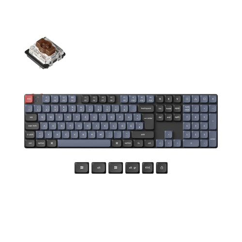 Keychron K5 Pro QMK VIA low profile custom mechanical keyboard 100 percent layout PBT Keycaps hot-swappable Gateron low profile switch brown ISO German layout