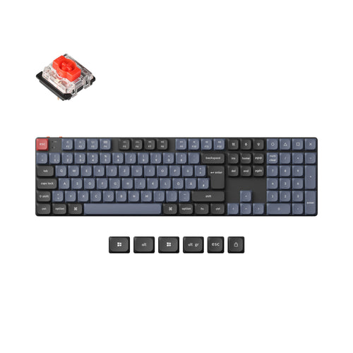 Keychron K5 Pro QMK VIA low profile custom mechanical keyboard 100 percent layout PBT Keycaps hot-swappable Gateron low profile switch red ISO German layout
