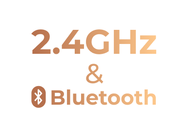 Gráfico 2.4GHz e Bluetooth em dourado