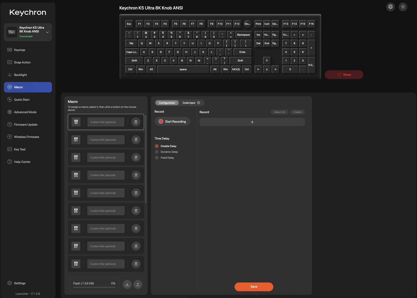 Criação de macros no Keychron Launcher