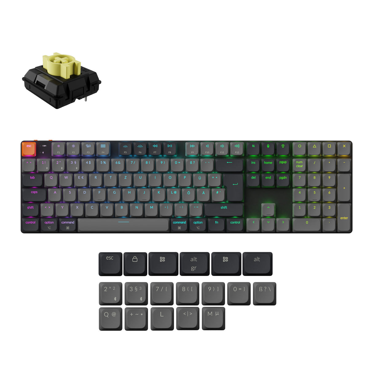 Keychron K5 Version 2 QMK Ultra-Slim Wireless Custom Mechanical Keyboard Banana Switch-German