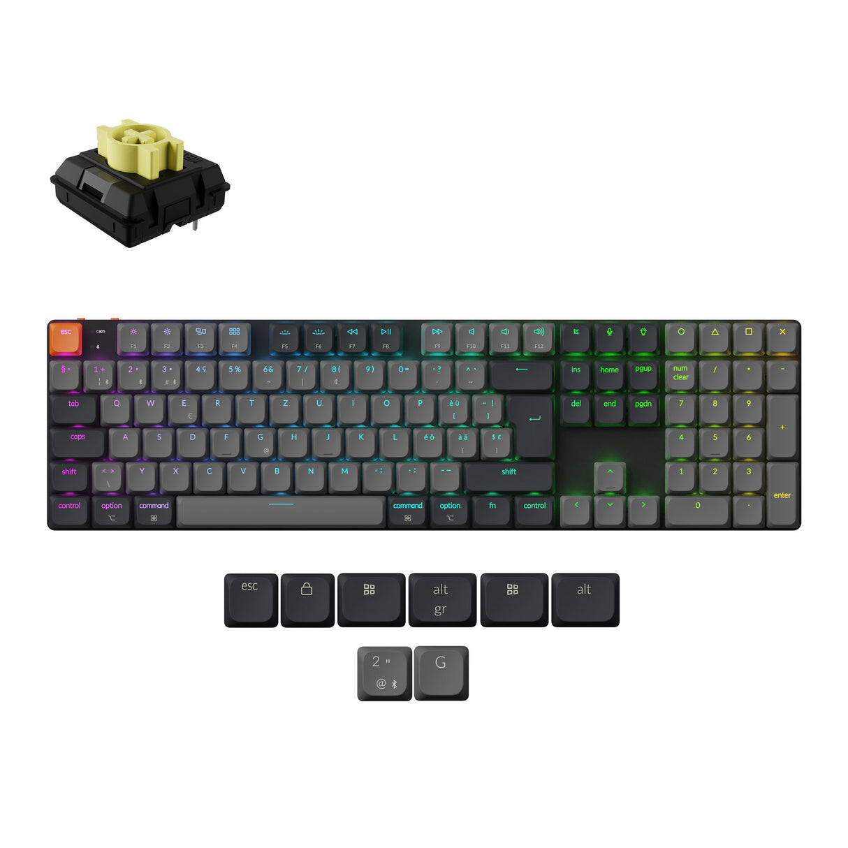 Keychron K5 Version 2 QMK Ultra-Slim Wireless Custom Mechanical Keyboard Banana Switch-Swiss