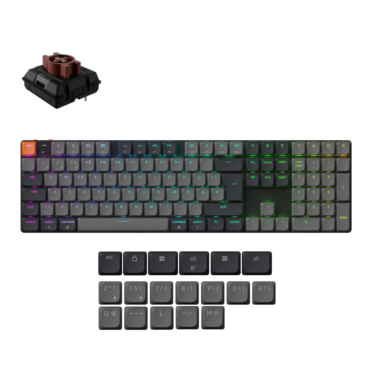 Keychron K5 Version 2 QMK Ultra-Slim Wireless Custom Mechanical Keyboard Brown Switch-German