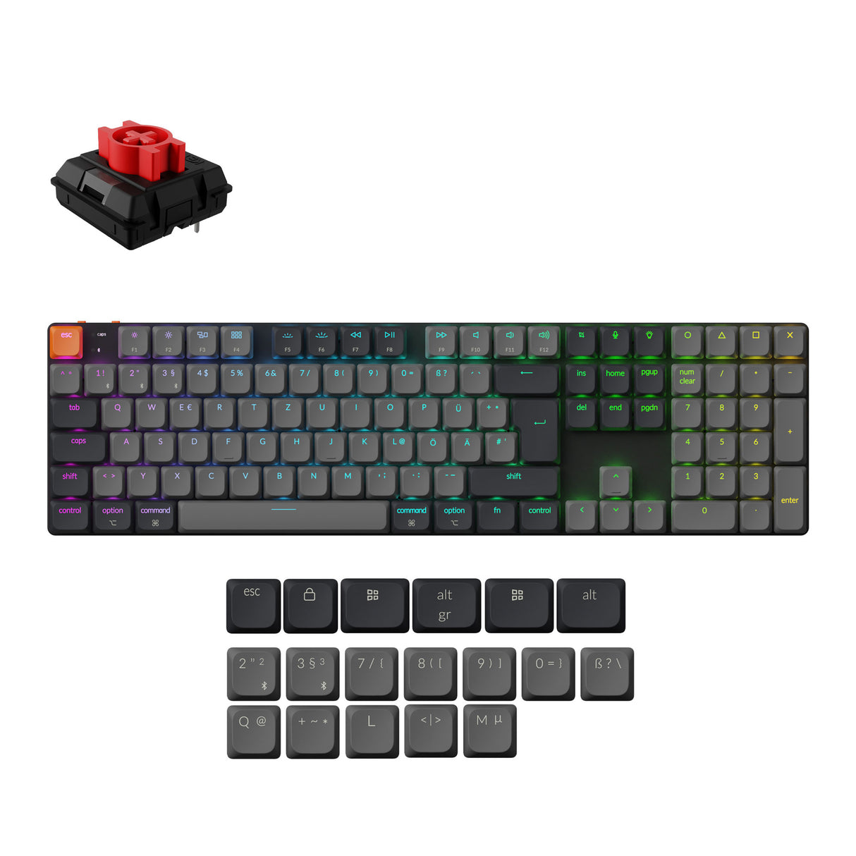 Keychron K5 Version 2 QMK Ultra-Slim Wireless Custom Mechanical Keyboard Red Switch-German