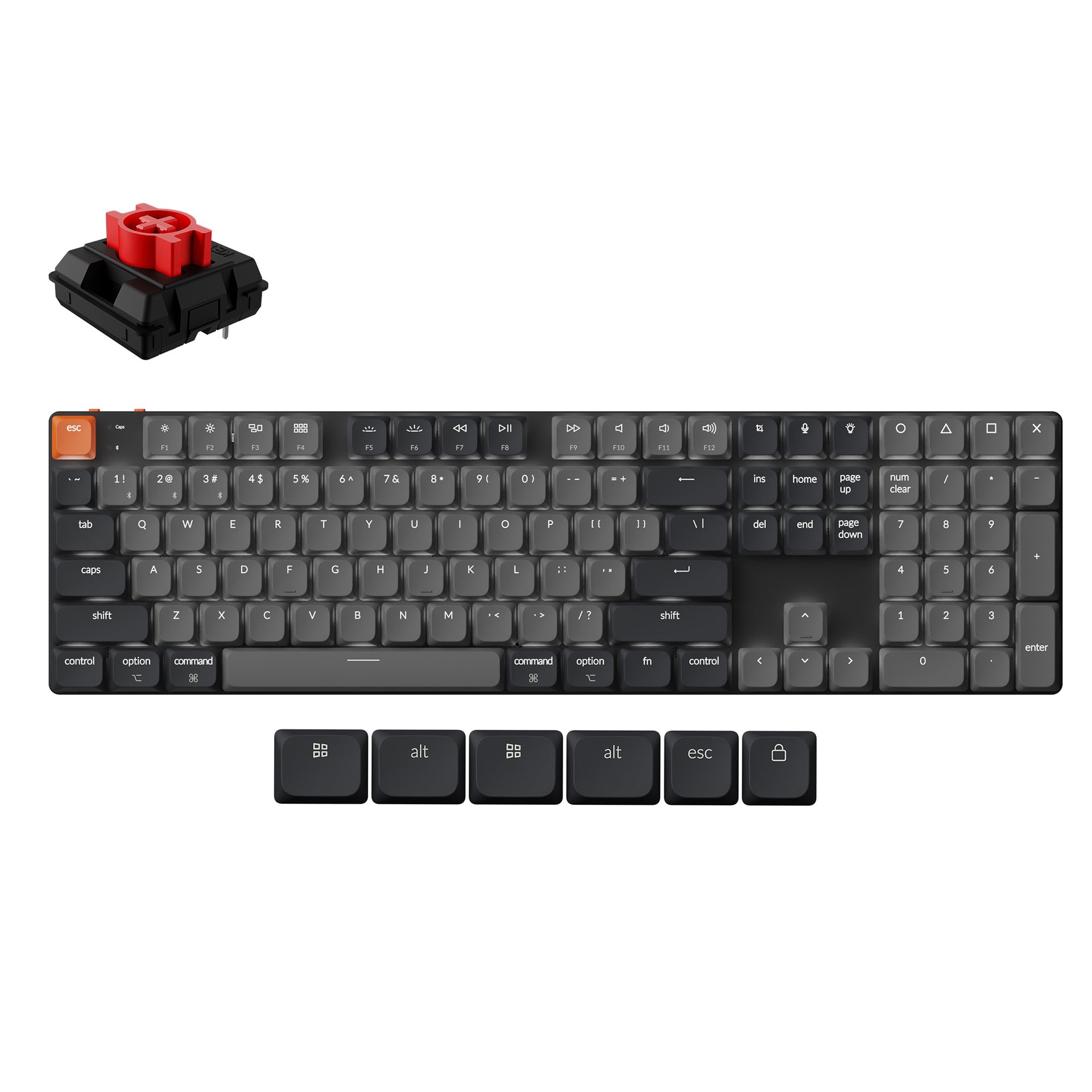Keychron K5 QMK Wireless Mechanical Keyboard (Version 2) - White Backlight / Red