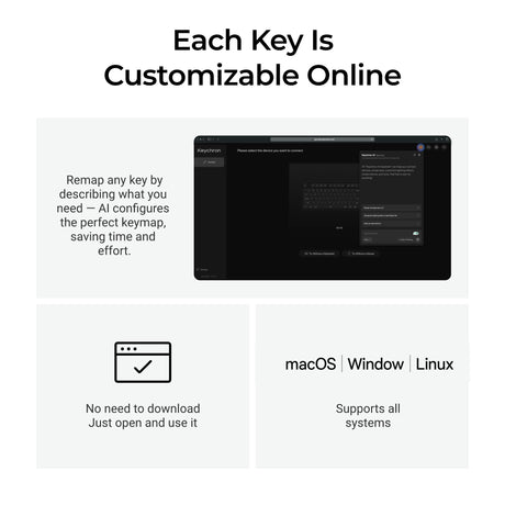 Browser-based keyboard customization with AI key remapping.
