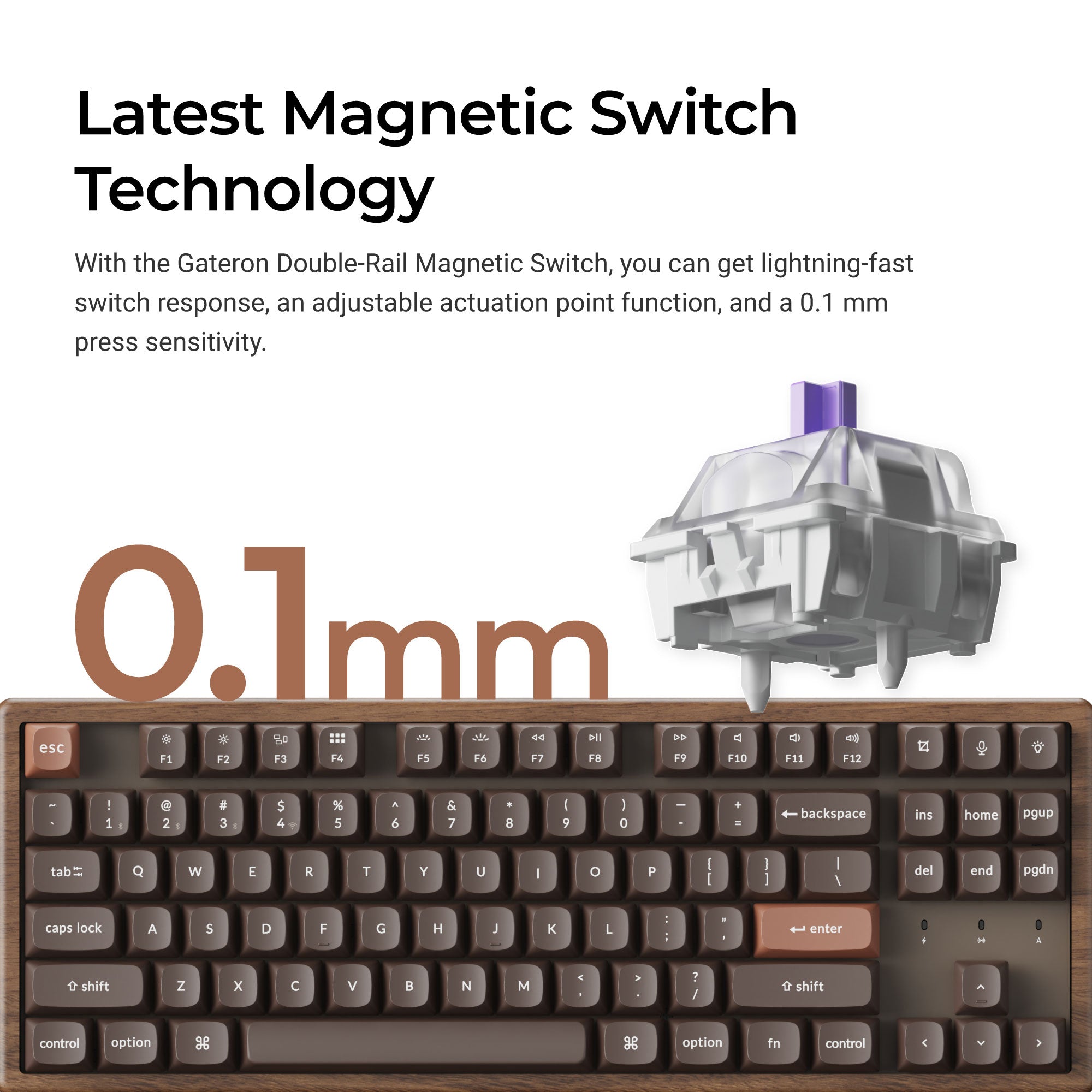 Keychron K8 HE Wireless Magnetic Switch Custom Keyboard - All-Wood Spe