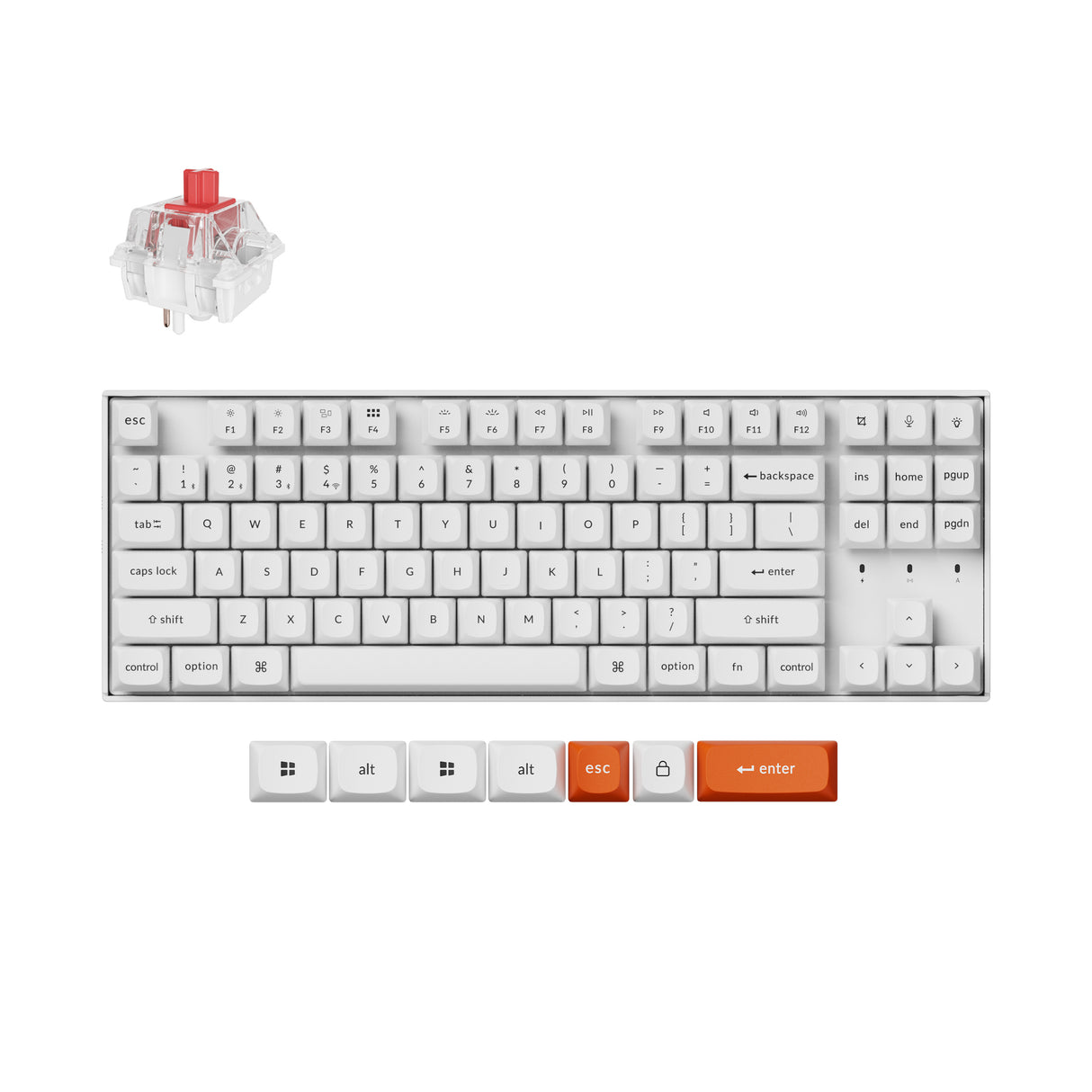 Keychron K8 Max QMK Wireless Custom Mechanical Keyboard White Backlight TKL Layout Fully Assembled for Mac Windows Linux Hot Swappable Keychron Super Red- white version