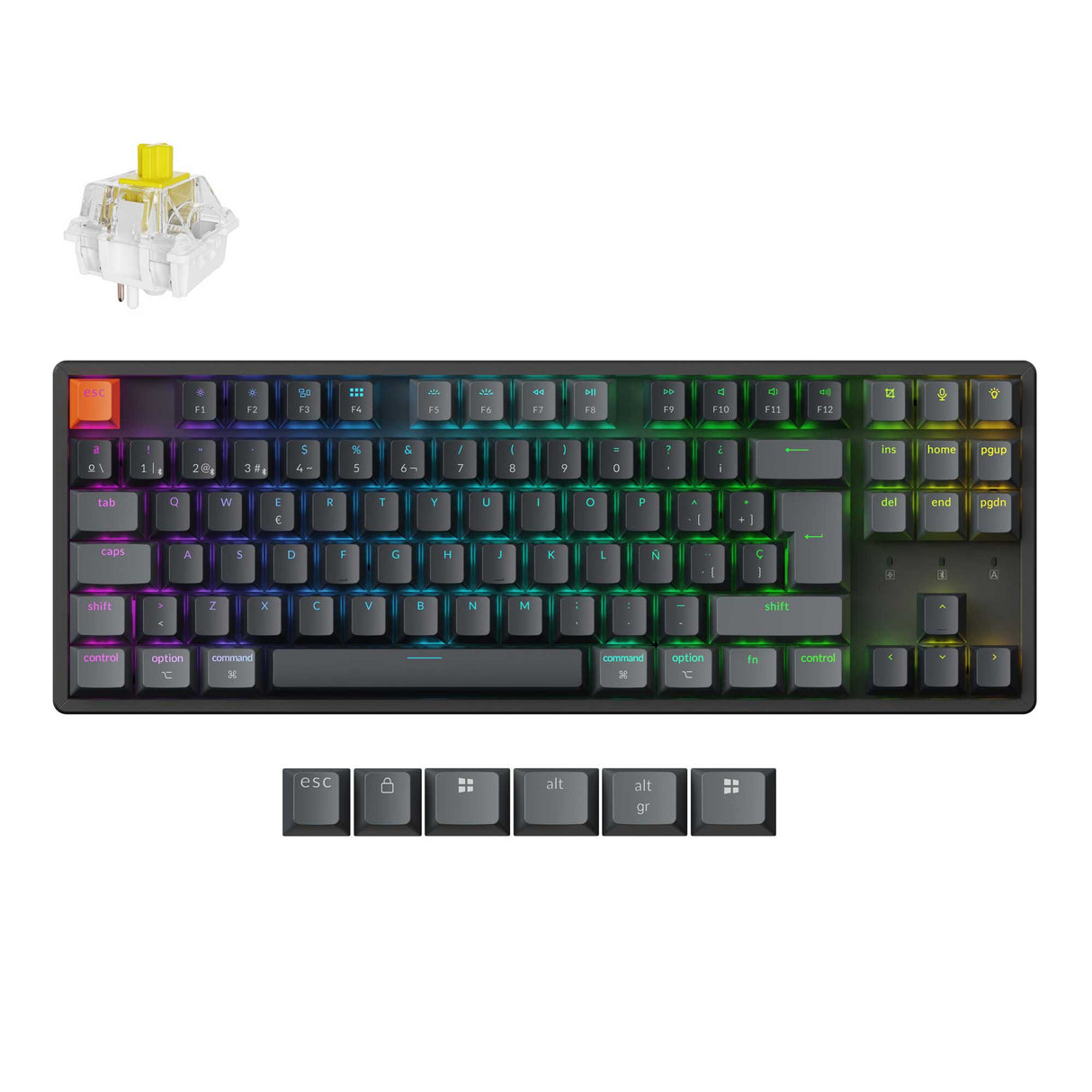 Keychron K8 QMK Wireless Mechanical Keyboard Version 2 Keychron Super Banana Switch Spanish Layout