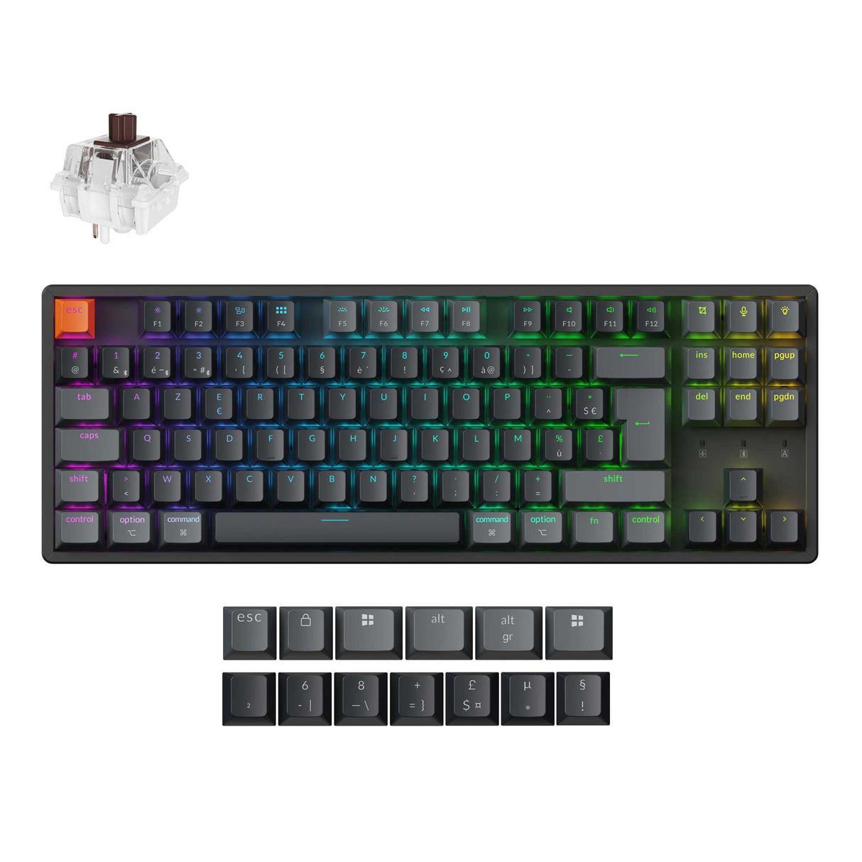 Keychron K8 QMK Wireless Mechanical Keyboard Version 2 Keychron Super Brown Switch FR Layout