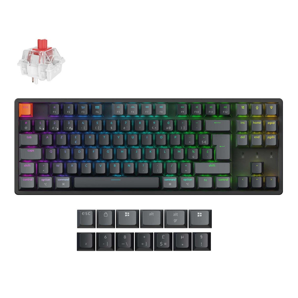 Keychron K8 QMK Wireless Mechanical Keyboard Version 2 Keychron Super Red Switch FR Layout