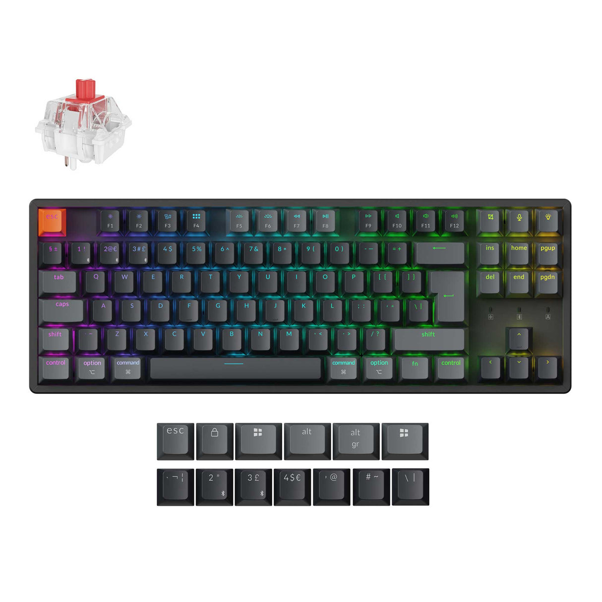Keychron K8 QMK Wireless Mechanical Keyboard Version 2 Keychron Super Red Switch UK Layout