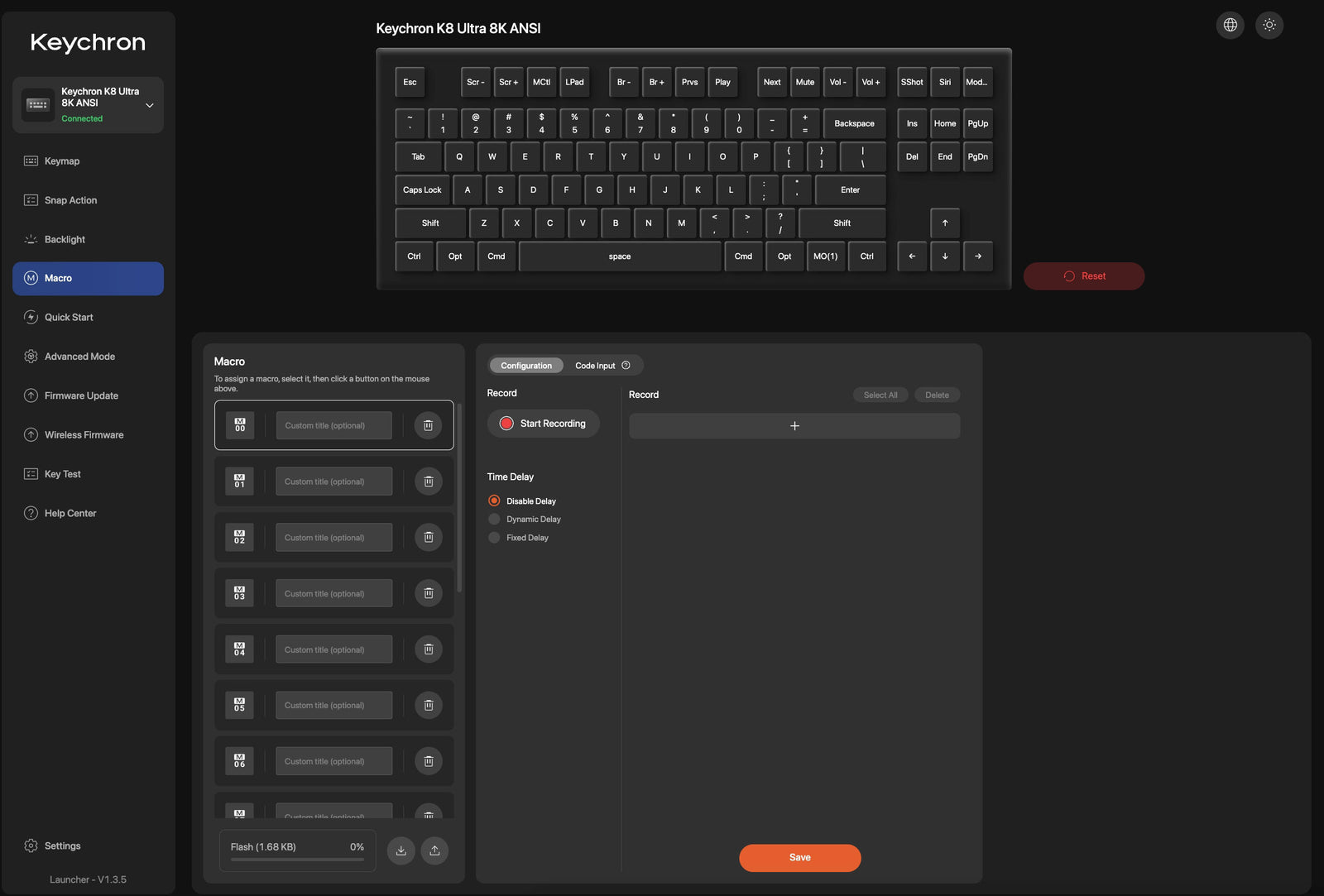 Criação de macros no Keychron Launcher