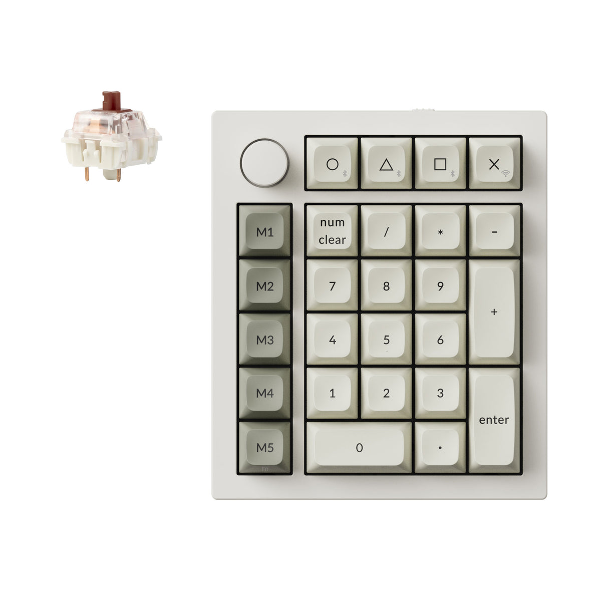 Keychron Q0 Max QMK/VIA custom number pad fully assembled knob full aluminum white frame for Mac Windows RGB backlight with hot-swappable Gateron Jupiter switch brown