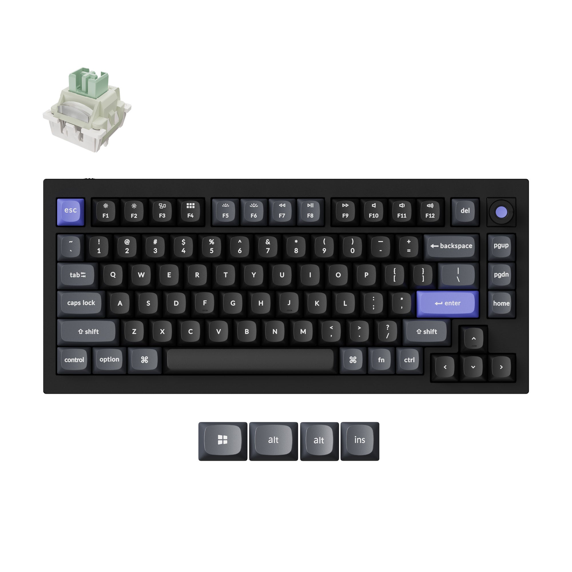 Keychron Q1 HE 8K Swappable RGB Backlight Magnetic Switch Keyboard Knob Version - Black