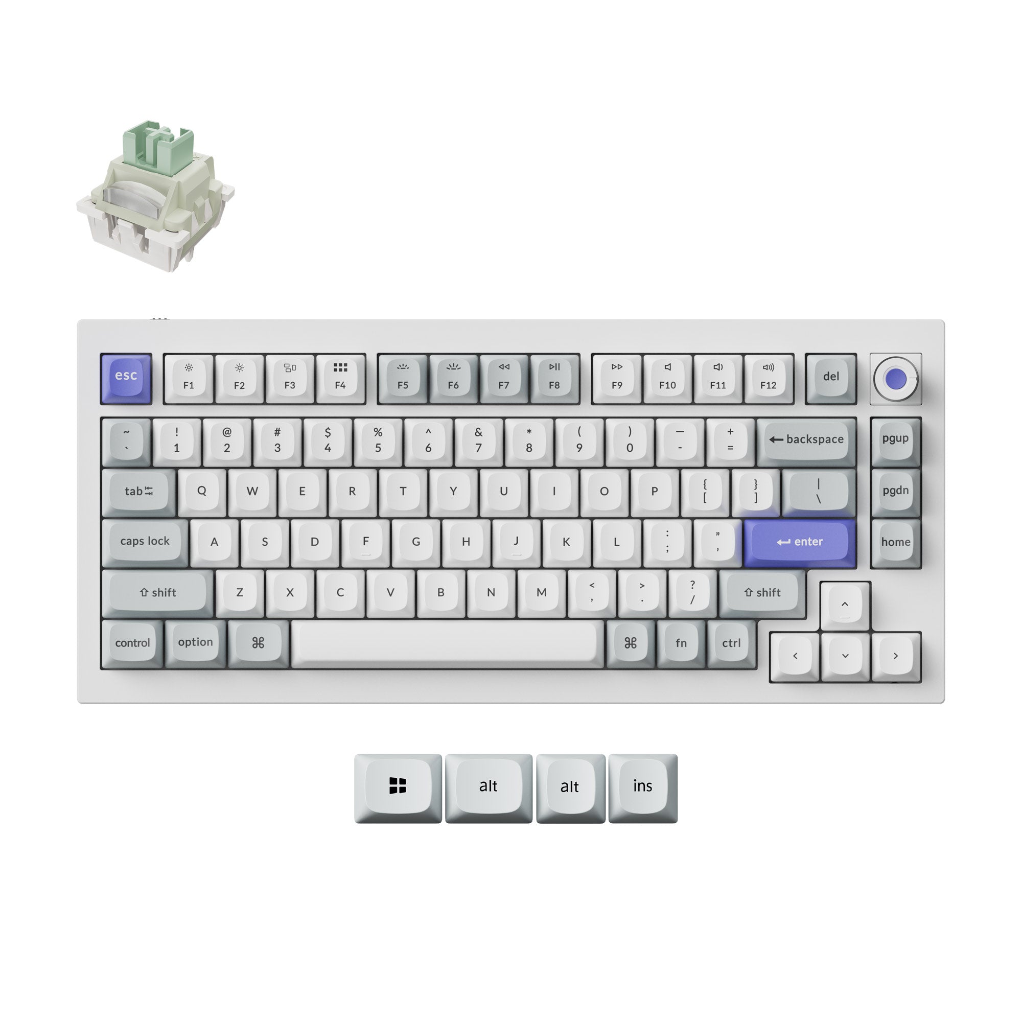 Keychron Q1 HE 8K Swappable RGB Backlight Magnetic Switch Keyboard Knob Version - White