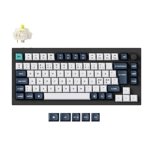 Keychron Q1 Max QMK/VIA wireless custom mechanical keyboard 75 percent layout full aluminum black for Mac Windows Linux Gateron Jupiter banana ISO Nordic layout