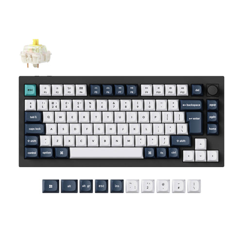 Keychron Q1 Max QMK/VIA wireless custom mechanical keyboard 75 percent layout full aluminum black for Mac Windows Linux Gateron Jupiter banana ISO UK layout