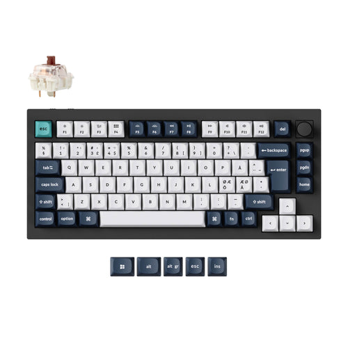 Keychron Q1 Max QMK/VIA wireless custom mechanical keyboard 75 percent layout full aluminum black for Mac Windows Linux Gateron Jupiter brown ISO Nordic layout
